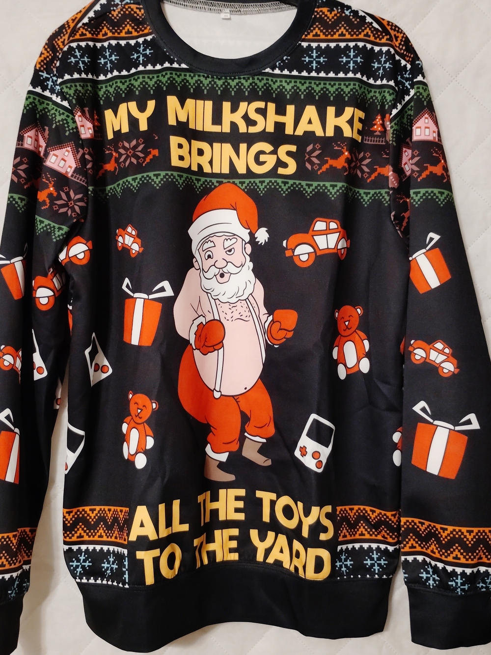 My Milkshake Brings All The Toys To The Yard .Black & Orange Sweater